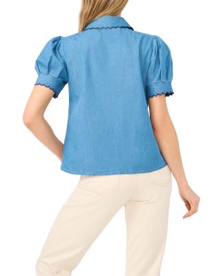 Scallop Trim Button Up Top