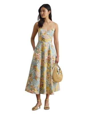 Floral Linen Sleeveless Midi Dress