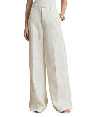 Striped Linen Wide Leg Pants