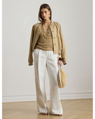 Pointelle Knit Linen-Blend Sweater Tank Top