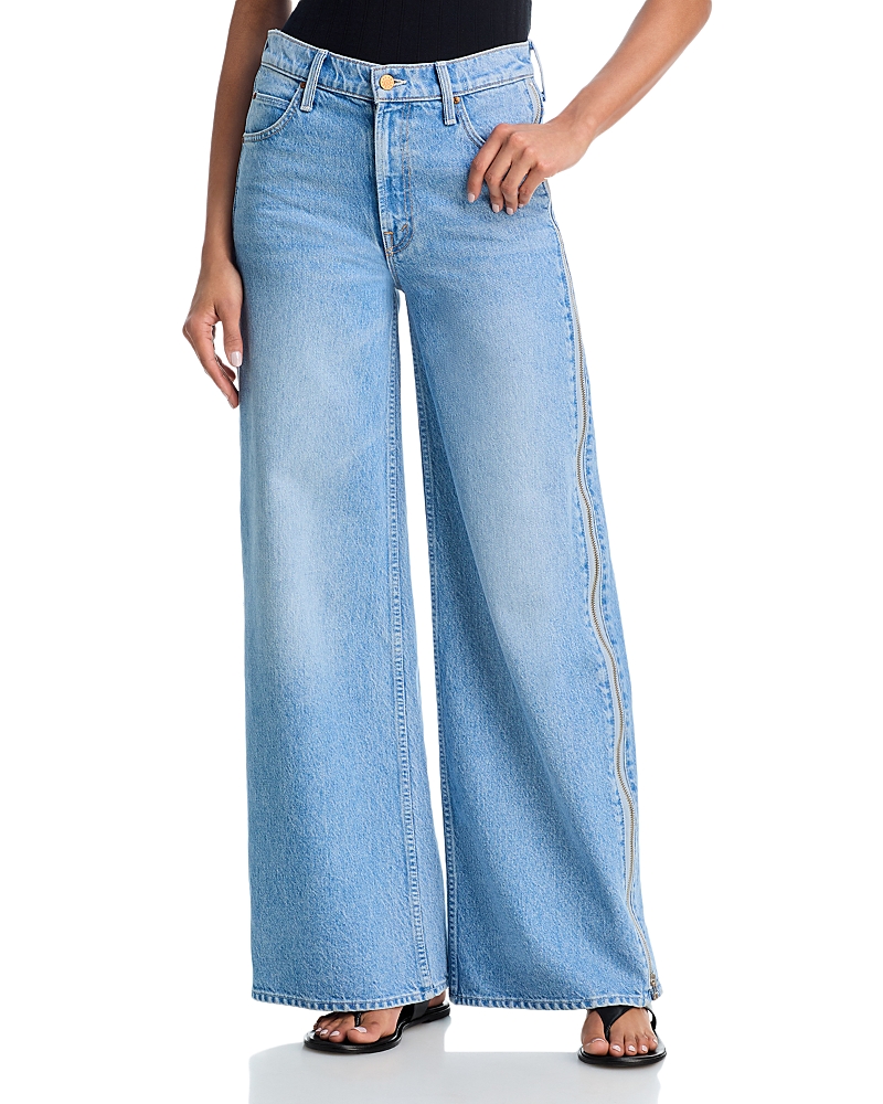 Mother Side Zip Slung Wide Leg Jeans in Munchies