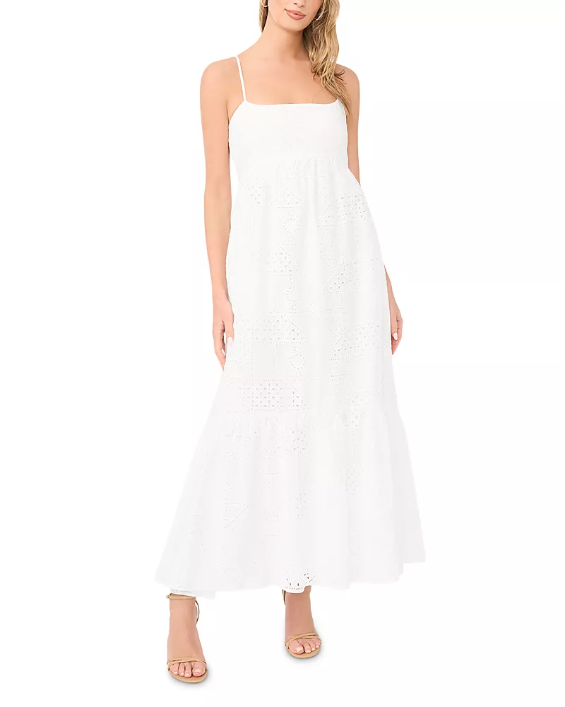 1.state Square Neck Eyelet Maxi Dress