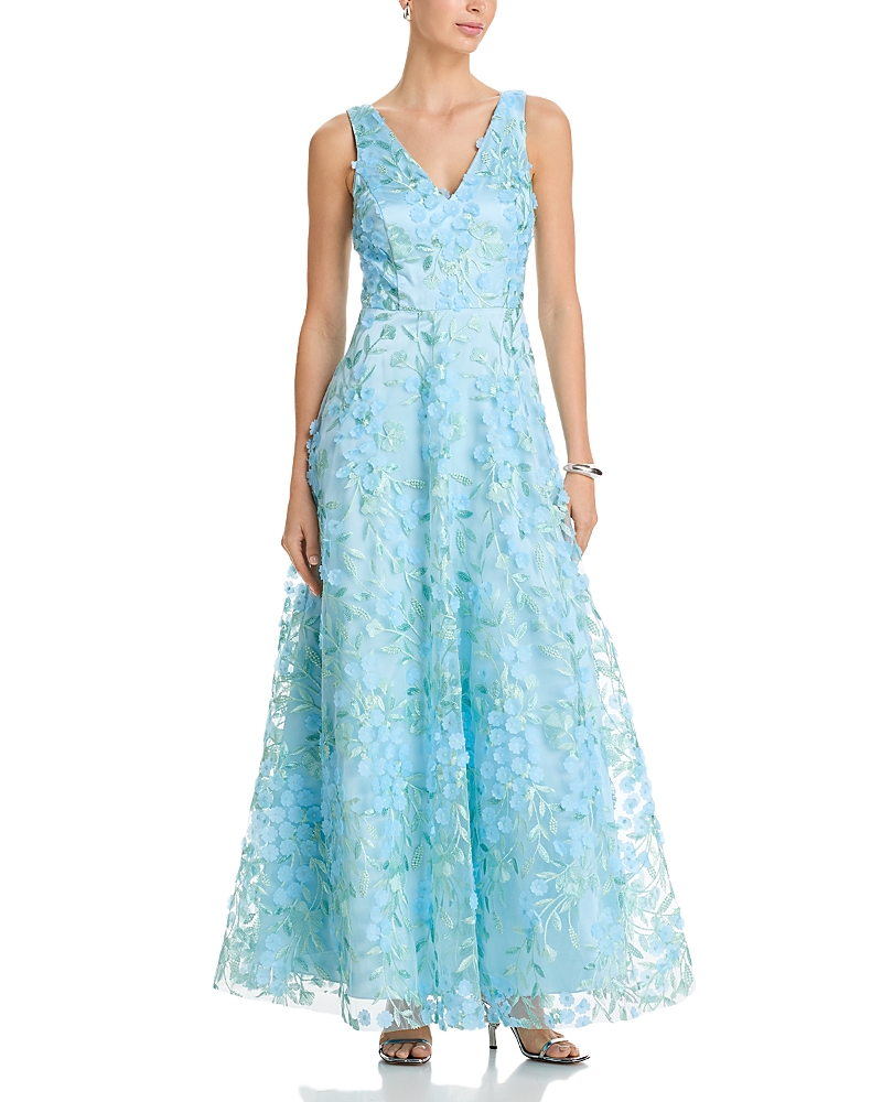 Eliza J Embroidered 3D Applique Gown