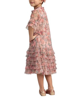 Girls' Floral Printed Short Sleeve Ruffle Dress - Little Kid, Big Kid