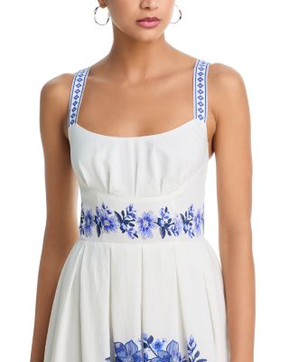 Pleated Bust Floral Midi Dress