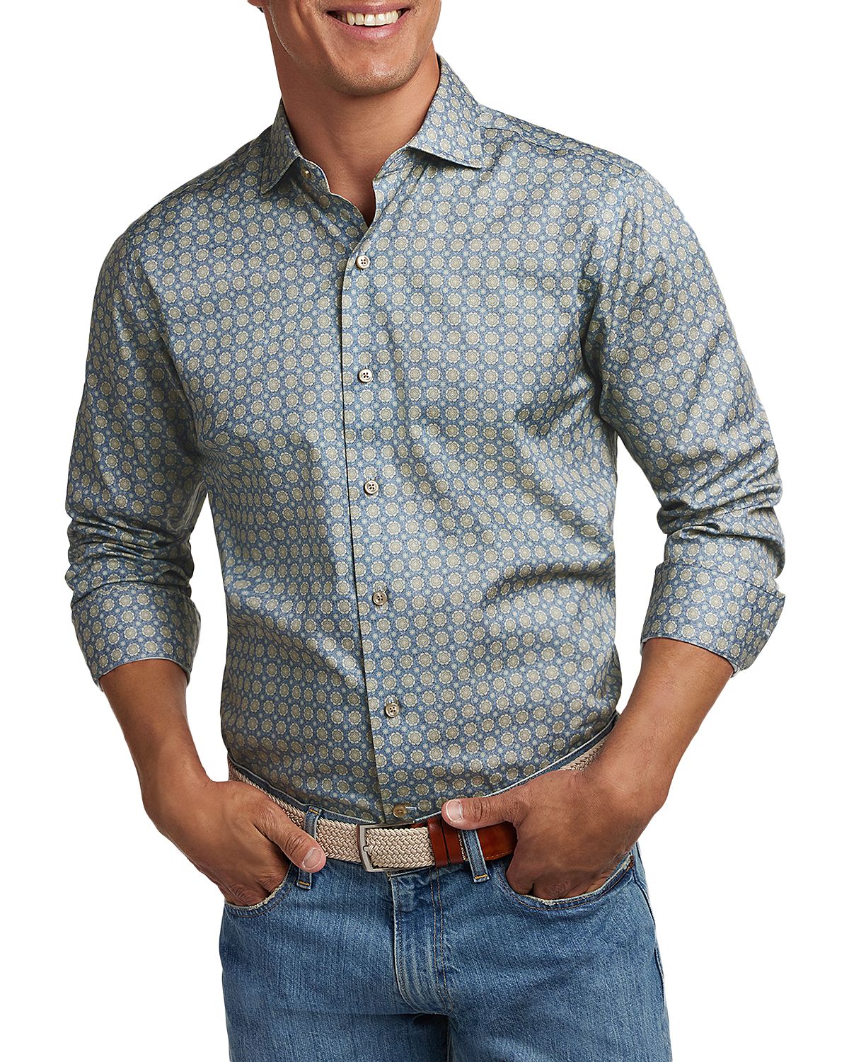 David Donahue Geometric Print Shirt