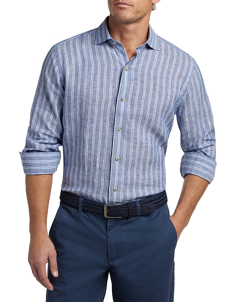 David Donahue Linen Stripe Shirt