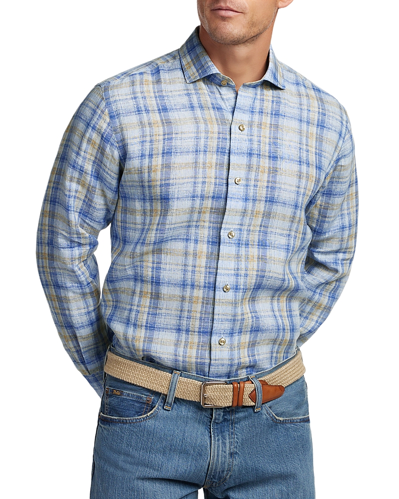 David Donahue Linen Check Shirt