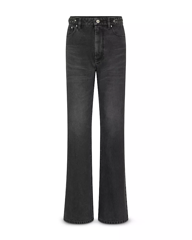 Rabanne Pantalon High Rise Cotton Jeans in Used Black Denim