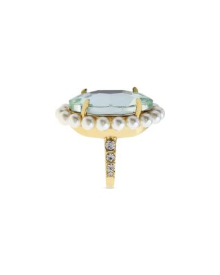 Imitation Pearl & Oval Stone Cocktail Ring
