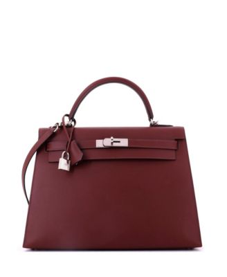 Kelly 32 Handbag Red Sombrero with Palladium Hardware