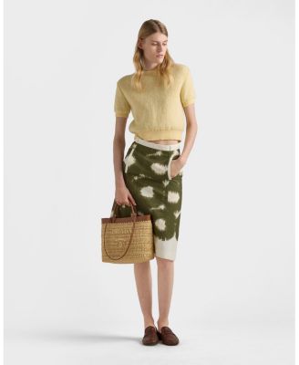 Small Crochet and Leather Tote Bag