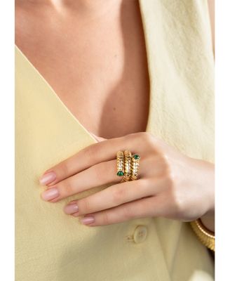 18K Yellow Gold Trisola Emerald Coil Ring