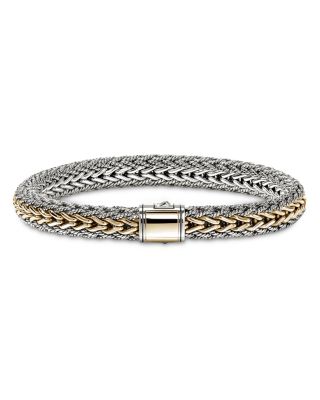 14K Bonded Gold & Sterling Silver Icon Reversible Woven Link Bracelet, 8mm