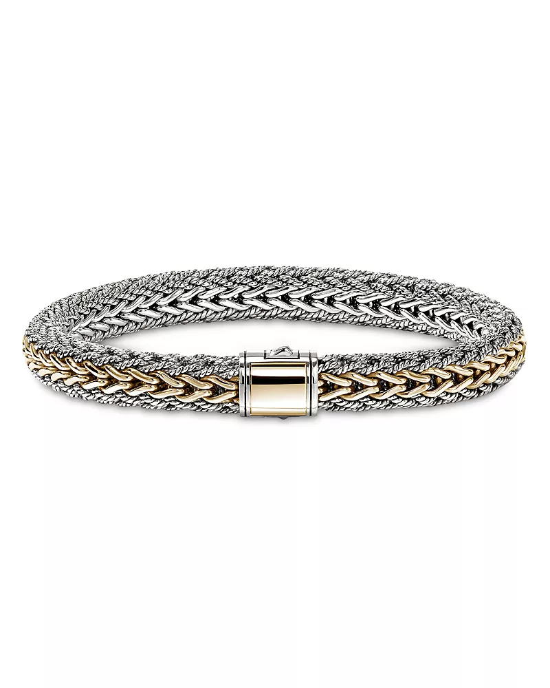 John Hardy 14K Bonded Gold & Sterling Silver Icon Reversible Woven Link Bracelet, 8mm