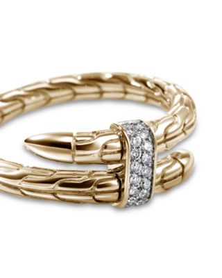 14K Yellow Gold Spear Diamond Wrap Bypass Ring