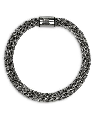 Sterling Silver Icon Dark Woven Link Bracelet, 10.5mm