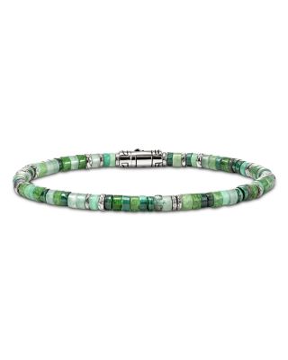 Sterling Silver Heishi Green Multi Stone Bead Bracelet