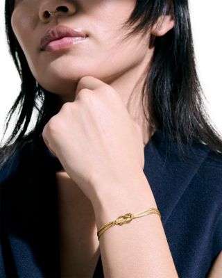 14K Yellow Gold Love Knot Woven Double Strand Bracelet