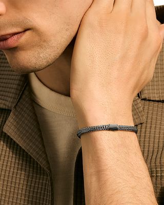 Sterling Silver Icon Dark Woven Link Bracelet, 5mm