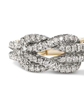 14K Yellow & White Gold Love Knot Diamond Statement Ring