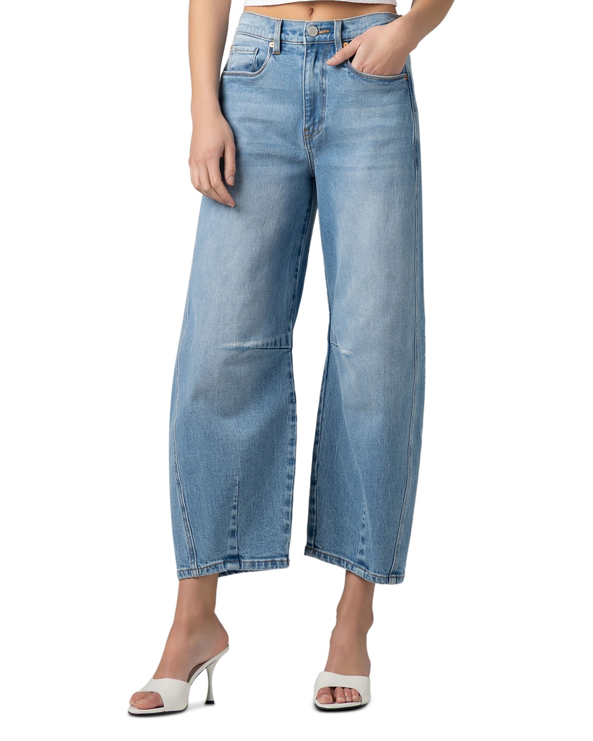 High Rise Barrel Ankle Jeans in Deep Dive