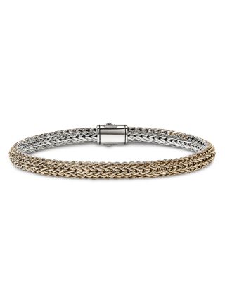 14K Bonded Gold & Sterling Silver Icon Reversible Woven Link Bracelet, 5mm