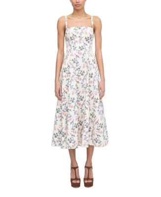 hill house margot dress blue floral block stripe Hill House Home Margot Dress Blue Floral Stripe