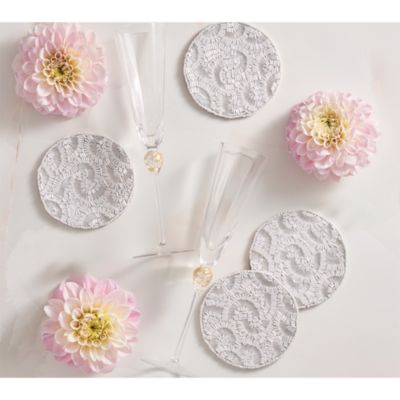 Lune Drink Coasters in White, Gift Set of 4