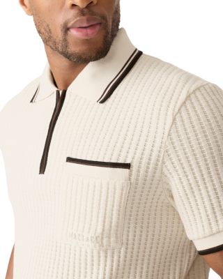 Estaban Crochet Knit Quarter-Zip Polo Shirt
