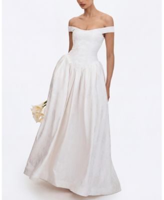  Tinsley Jacquard Bardot Wedding Gown