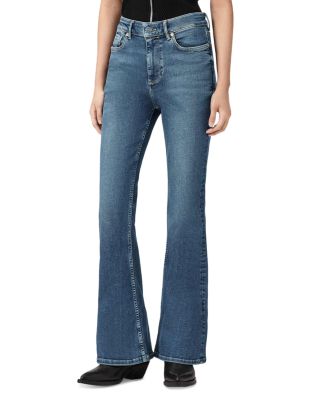 Maisie High Rise Flare Leg Jeans in Mid Indigo
