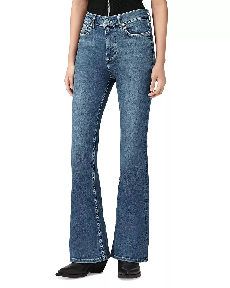 Allsaints Maisie High Rise Flare Leg Jeans in Mid Indigo