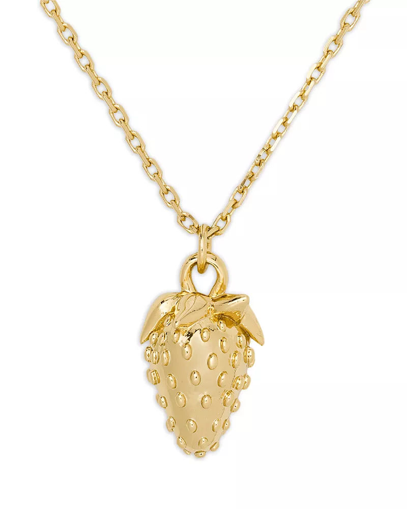 kate spade new york Secret Garden Strawberry Pendant Necklace, 16
