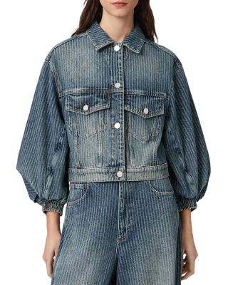 Luca Stripe Jean Jacket in Titan Blue
