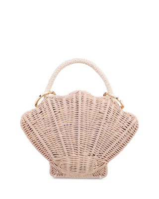 Small Shell Shaped Rattan Clutch - Exclusive 
