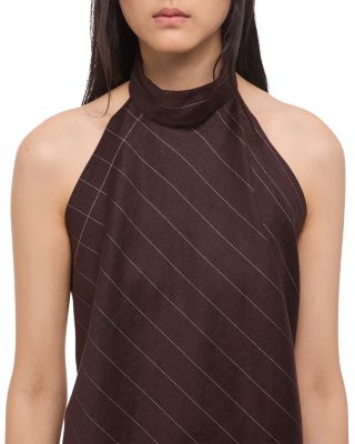 Halter Scarf Pinstripe Top