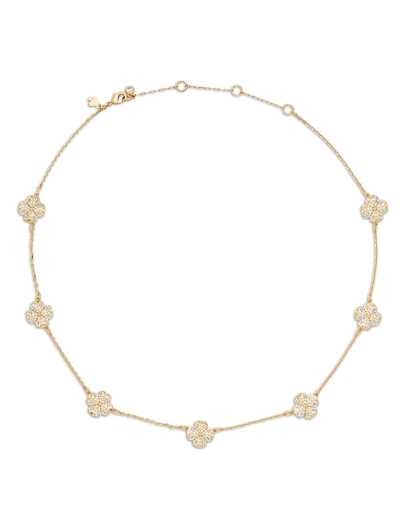 kate spade new york Spade Flower Pave Clover Scatter Necklace, 16