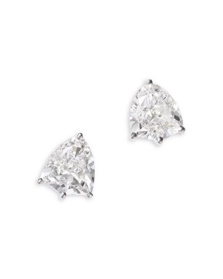 Luxe Collection Certified Lab Grown Diamond Shield Solitaire Stud Earrings in 14K White Gold, 2.0 tcw