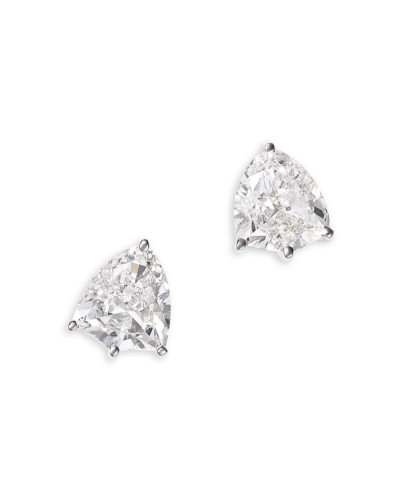 Bloomingdale's Fine Collection Luxe Collection Certified Lab Grown Diamond Shield Solitaire Stud Earrings in 14K White Gold, 2.0 tcw