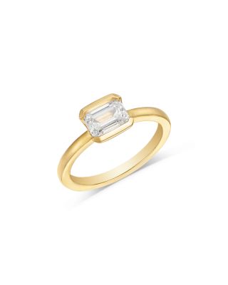 Luxe Collection Certified Lab Grown Diamond Emerald Cut Solitaire Ring in 18K Yellow Gold, 1.0 tcw