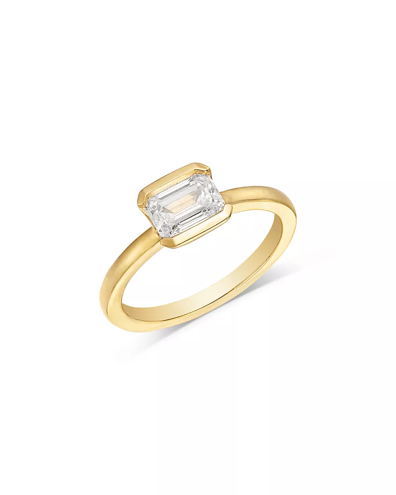 Bloomingdale's Fine Collection Luxe Collection Certified Lab Grown Diamond Emerald Cut Solitaire Ring in 18K Yellow Gold, 1.0 tcw