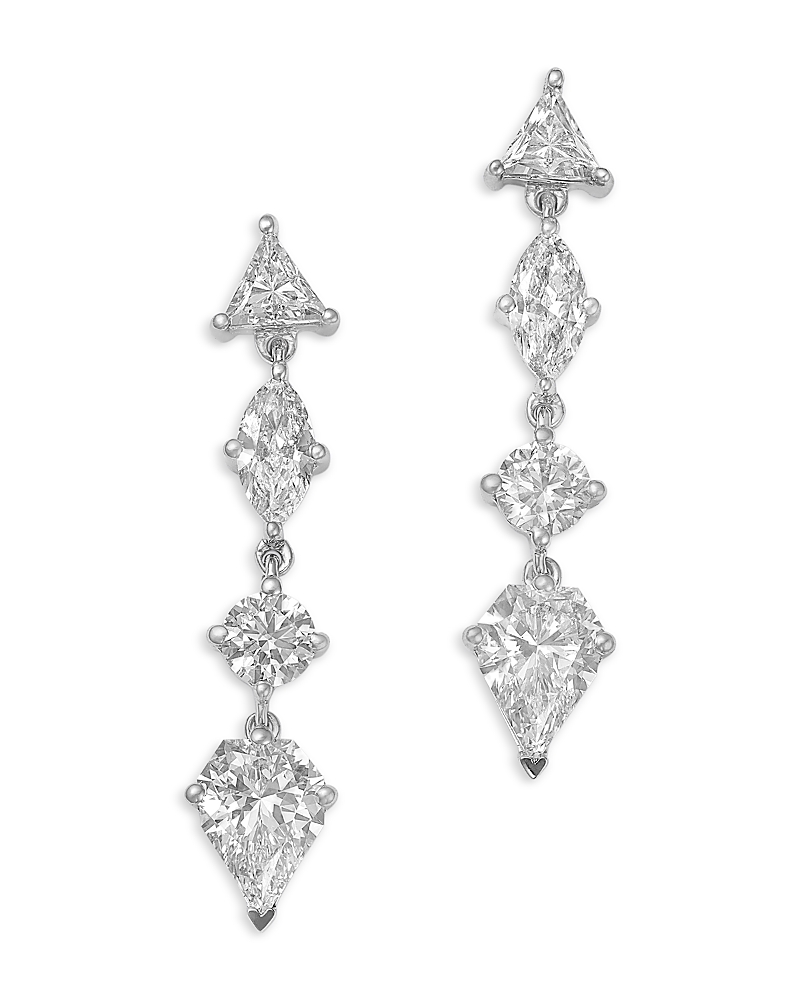 Bloomingdale's Fine Collection Luxe Collection Certified Lab Grown Diamond Fancy Cut Drop Earrings in 14K White Gold, 3.0 tcw