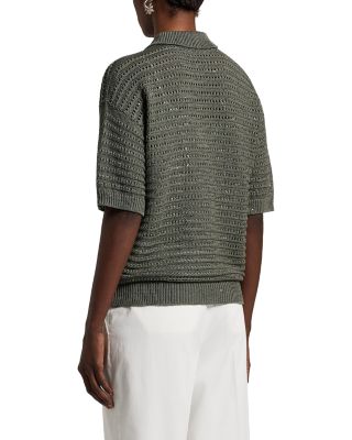 Cotton Blend Polo Sweater