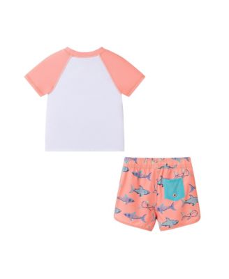Boys' Short Sleeve Shark Sketches Rashguard Set - Little Kid