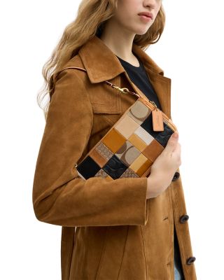 Small Brown Logo Patchwork Shoulder Bag