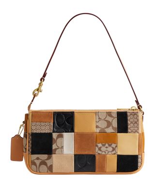 Small Brown Logo Patchwork Shoulder Bag