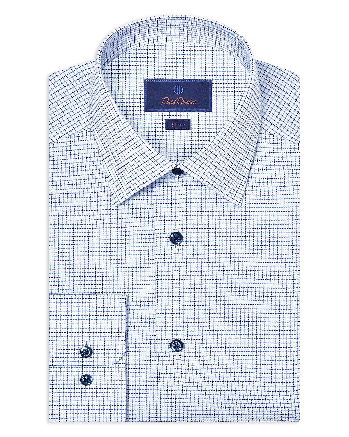 David Donahue Slim Fit Stretch Twill Check Dress Shirt