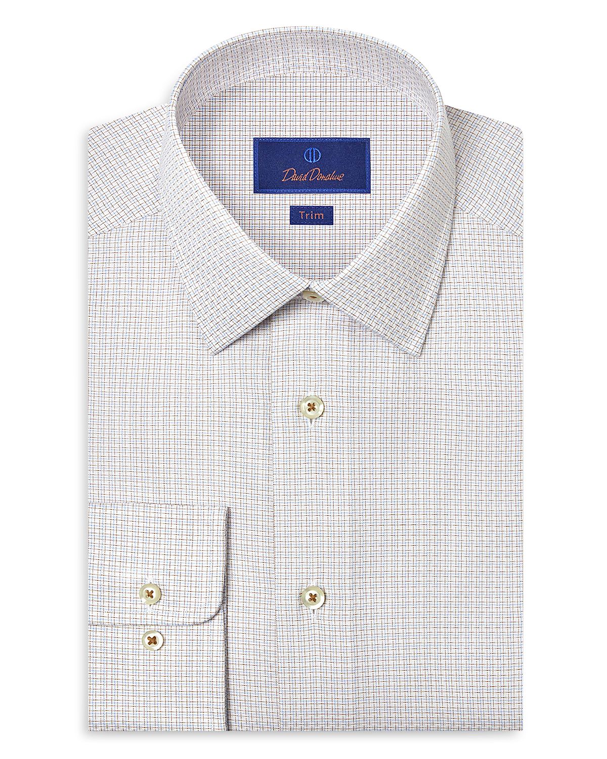 David Donahue Trim Fit Dobby Check Dress Shirt