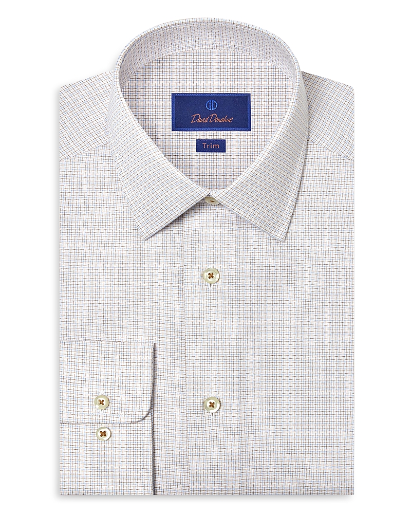David Donahue Trim Fit Dobby Check Dress Shirt